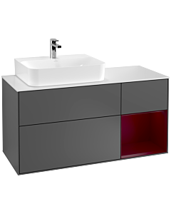 Villeroy und Boch Finion Villeroy und Boch G151HBGK 120cm, plaque de recouvrement blanc mat, émotion, étagère à gauche Peony , anthracite mat