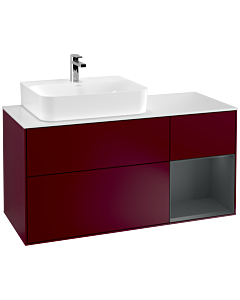 Villeroy und Boch Finion Waschtischunterschrank G151HGHB 120cm, Abdeckplatte white matt, Emotion, Regal links Midnight Blue Matt Lacquer, Peony Matt