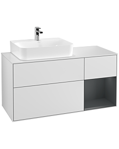 Villeroy und Boch Finion Waschtischunterschrank G151HGMT 120cm, Abdeckplatte white matt, Emotion, Regal links Midnight Blue Matt Lacquer, White matt lacquer