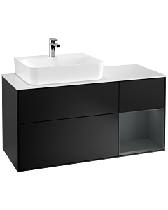 Villeroy und Boch Finion Villeroy und Boch G151HGPD 120cm, plaque de finition blanc mat, Emotion, étagère gauche Midnight Blue Matt Lacquer , laqué noir mat