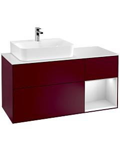 Villeroy und Boch Finion Waschtischunterschrank G151MTHB 120cm, Abdeckplatte white matt, Emotion, Regal links White matt lacquer, Peony Matt