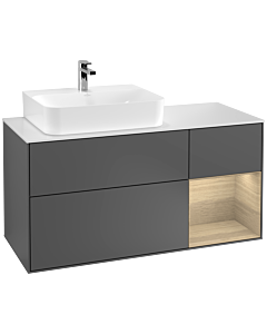 Villeroy und Boch Finion Villeroy und Boch G151PCGK 120cm, plaque de finition blanc mat, Emotion, étagère à gauche Oak Veneer , anthracite mat