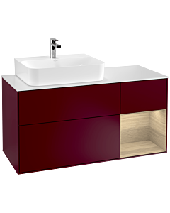 Villeroy und Boch Finion Waschtischunterschrank G151PCHB 120cm, Abdeckplatte white matt, Emotion, Regal links Oak Veneer, Peony Matt