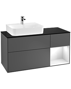 Villeroy und Boch Finion Villeroy und Boch Finion G152GFGK 120cm, cover plate black matt, Emotion, shelf left glossy white lacquer, anthracite matt