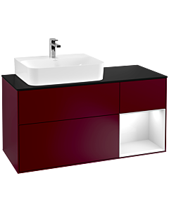 Villeroy und Boch Finion Villeroy und Boch Finion G152GFHB 120cm, cover plate black matt, Emotion, shelf left Glossy white lacquer, Peony Matt