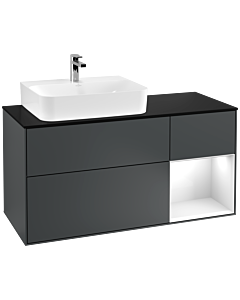 Villeroy und Boch Finion Villeroy und Boch G152GFHG 120cm, plaque de finition noir mat, Emotion, étagère gauche laqué blanc brillant, Midnight Blue Matt Lacquer