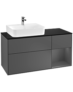 Villeroy und Boch Finion Villeroy und Boch G152GKGK 120cm, plaque de finition noir mat, Emotion, étagère gauche Anthracite mat, Anthracite mat