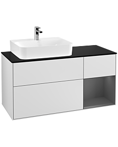 Villeroy und Boch Finion Villeroy und Boch Finion G152GKMT 120cm, cover plate black matt, Emotion, shelf on the left anthracite matt, white matt lacquer