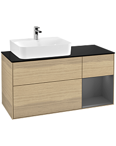 Villeroy und Boch Finion Villeroy und Boch G152GKPC 120cm, plaque de finition noir mat, Emotion, étagère gauche Anthracite mat, Oak Veneer