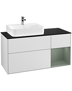 Villeroy und Boch Finion Villeroy und Boch Finion G152GMMT 120cm, cover plate black matt, Emotion, shelf left Olive Matt Lacquer , white matt lacquer
