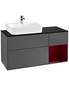 Villeroy und Boch Finion Villeroy und Boch Finion G152HBGK 120cm, cover plate black matt, Emotion, shelf left Peony , anthracite matt