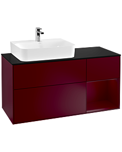 Villeroy und Boch Finion Waschtischunterschrank G152HBHB 120cm, Abdeckplatte black matt, Emotion, Regal links Peony, Peony Matt