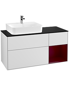 Villeroy und Boch Finion Villeroy und Boch Finion G152HBMT 120cm, cover plate black matt, Emotion, shelf left Peony , white matt lacquer