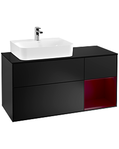 Villeroy und Boch Finion Villeroy und Boch Finion G152HBPD 120cm, cover plate black matt, Emotion, shelf left Peony , black matt lacquer