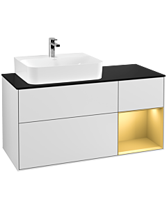 Villeroy und Boch Finion Villeroy und Boch Finion G152HFMT 120cm, cover plate black matt, Emotion, shelf left gold matt, white matt lacquer