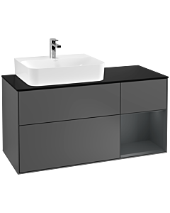 Villeroy und Boch Finion Villeroy und Boch G152HGGK 120cm, plaque de finition noir mat, Emotion, étagère à gauche Midnight Blue Matt Lacquer , Anthracite mat