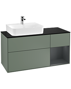 Villeroy und Boch Finion Villeroy und Boch G152HGGM 120cm, plaque de finition noir mat, Emotion, étagère à gauche Midnight Blue Matt Lacquer , Olive Matt Lacquer