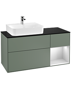 Villeroy und Boch Finion Villeroy und Boch Finion G152MTGM 120cm, cover plate black matt, Emotion, shelf left white matt lacquer, Olive Matt Lacquer