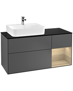 Villeroy und Boch Finion Villeroy und Boch G152PCGK 120cm, plaque de finition noir mat, émotion, étagère à gauche Oak Veneer , anthracite mat