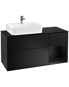 Villeroy und Boch Finion Waschtischunterschrank G152PDPD 120cm, Abdeckplatte black matt, Emotion, Regal links Black matt lacquer, Black matt lacquer