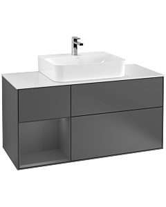 Villeroy und Boch Finion Villeroy und Boch G161GKGK 120cm, plaque de recouvrement blanc mat, Emotion, étagère gauche Anthracite mat, Anthracite mat