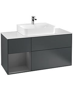 Villeroy und Boch Finion Villeroy und Boch G161GKHG 120cm, plaque de recouvrement blanc mat, Emotion, étagère gauche Anthracite mat, Midnight Blue Matt Lacquer