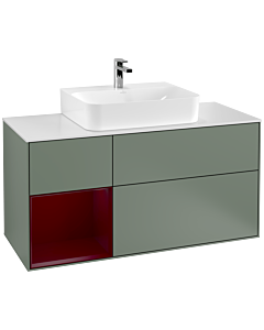Villeroy und Boch Finion Villeroy und Boch Finion G161HBGM 120cm, cover plate white matt, Emotion, shelf left Peony , Olive Matt Lacquer