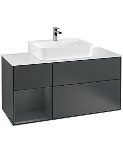 Villeroy und Boch Finion Villeroy und Boch G161HGHG 120cm, plaque de finition blanc mat, Emotion, étagère à gauche Midnight Blue Matt Lacquer , Midnight Blue Matt Lacquer