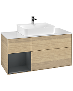 Villeroy und Boch Finion Villeroy und Boch G161HGPC 120cm, plaque de finition blanc mat, Emotion, étagère à gauche Midnight Blue Matt Lacquer , Oak Veneer