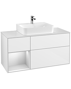 Villeroy und Boch Finion Villeroy und Boch G161MTGF 120cm, couvercle blanc mat, Emotion, étagère gauche laqué blanc mat, laqué blanc brillant