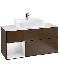 Villeroy und Boch Finion Villeroy und Boch Finion G161MTGN 120cm, cover plate white matt, Emotion, shelf left white matt lacquer, walnut veneer