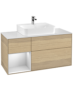 Villeroy und Boch Finion Villeroy und Boch G161MTPC 120cm, plaque de finition blanc mat, Emotion, étagère gauche laqué blanc mat, Oak Veneer