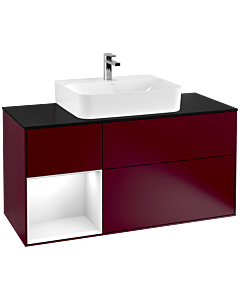 Villeroy und Boch Finion Villeroy und Boch G162GFHB 120cm, plaque de finition noir mat, Emotion, étagère gauche laqué blanc brillant, Peony Matt