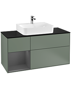 Villeroy und Boch Finion Villeroy und Boch Finion G162GKGM 120cm, cover plate black matt, Emotion, shelf left anthracite matt, Olive Matt Lacquer