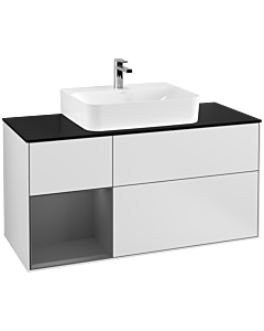 Villeroy und Boch Finion Villeroy und Boch Finion G162GKMT 120cm, cover plate black matt, Emotion, shelf left anthracite matt, white matt lacquer