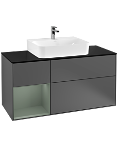 Villeroy und Boch Finion Villeroy und Boch G162GMGK 120cm, plaque de finition noir mat, émotion, étagère à gauche Olive Matt Lacquer , anthracite mat