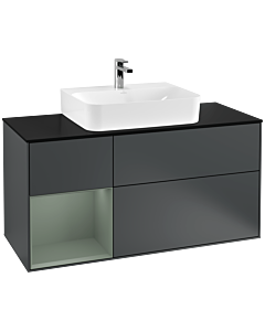 Villeroy und Boch Finion Villeroy und Boch G162GMHG 120cm, plaque de finition noir mat, Emotion, étagère gauche Olive Matt Lacquer , Midnight Blue Matt Lacquer