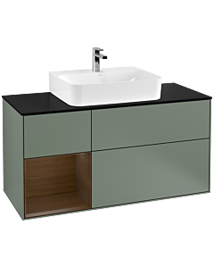 Villeroy und Boch Finion Villeroy und Boch G162GNGM 120cm, plaque de finition noir mat, Emotion, étagère gauche placage noyer, Olive Matt Lacquer