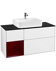 Villeroy und Boch Finion Villeroy und Boch Finion G162HBGF 120cm, cover plate black matt, Emotion, shelf left Peony , glossy white lacquer