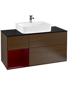 Villeroy und Boch Finion Villeroy und Boch Finion G162HBGN 120cm, cover plate matt black, Emotion, shelf left Peony , Peony veneer