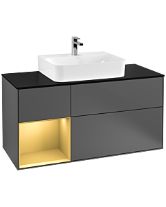 Villeroy und Boch Finion Villeroy und Boch Finion G162HFGK 120cm, cover plate black matt, Emotion, shelf left gold matt, anthracite matt