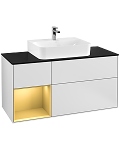 Villeroy und Boch Finion Villeroy und Boch Finion G162HFMT 120cm, cover plate black matt, Emotion, shelf left gold matt, white matt lacquer
