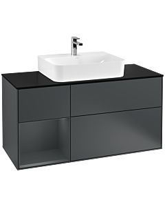Villeroy und Boch Finion Villeroy und Boch G162HGHG 120cm, plaque de finition noire mate, Emotion, étagère à gauche Midnight Blue Matt Lacquer , Midnight Blue Matt Lacquer
