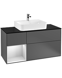 Villeroy und Boch Finion Villeroy und Boch Finion G162MTGK 120cm, cover plate black matt, Emotion, shelf left white matt lacquer, anthracite matt