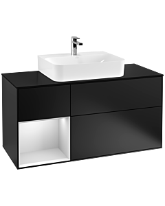 Villeroy und Boch Finion Villeroy und Boch Finion G162MTPD 120cm, cover plate black matt, Emotion, shelf left white matt lacquer, black matt lacquer