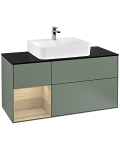 Villeroy und Boch Finion Villeroy und Boch Finion G162PCGM 120cm, cover plate black matt, Emotion, shelf left Oak Veneer , Olive Matt Lacquer
