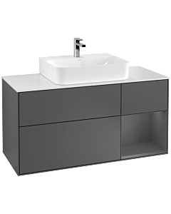 Villeroy und Boch Finion Villeroy und Boch G171GKGK 120cm, plaque de recouvrement blanc mat, Emotion, étagère à droite Anthracite mat, Anthracite mat