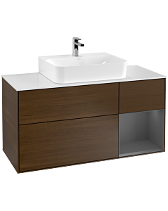 Villeroy und Boch Finion Villeroy und Boch Finion G171GKGN 120cm, cover plate white matt, Emotion, shelf on the right anthracite matt, walnut veneer