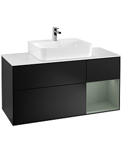 Villeroy und Boch Finion Villeroy und Boch G171GMPD 120cm, couvercle blanc mat, Emotion, étagère à droite Olive Matt Lacquer , laqué noir mat