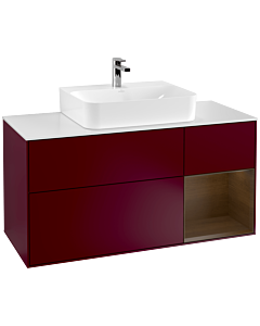 Villeroy und Boch Finion Waschtischunterschrank G171GNHB 120cm, Abdeckplatte white matt, Emotion, Regal rechts Walnut veneer, Peony Matt